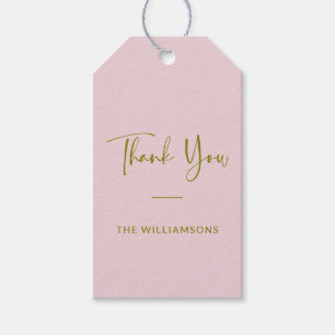 Minimalist Personalised Pastel Pink Thank You Gift Tags