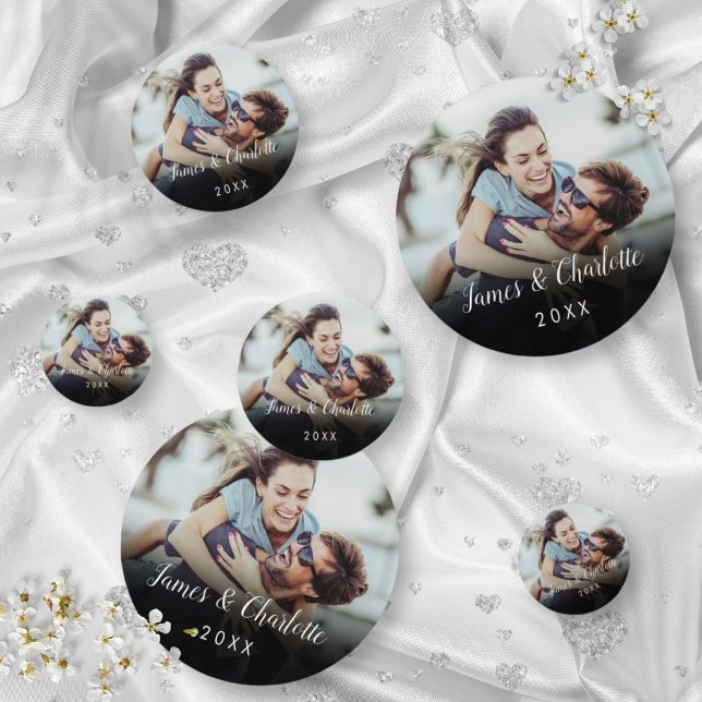 Minimalist Personalised Photo Script Name Date Confetti (Minimalist Personalized Photo Script Name Date Confetti)