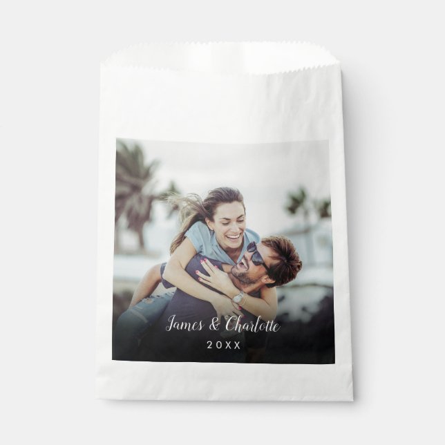 Minimalist Personalised Photo Script Name Date Favour Bags (Front)