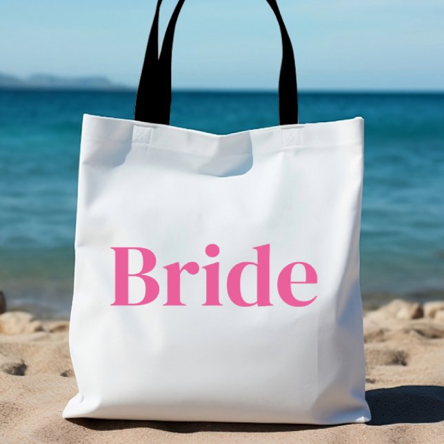 Minimalist Personalised Pink Bride Bachelorette  Tote Bag (Creator Uploaded)
