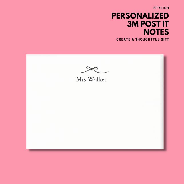 Minimalist Personalised Post-It Notes with Bow (Creator Uploaded)