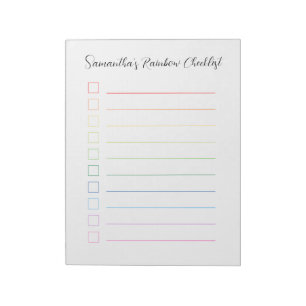 Minimalist Personalised Rainbow Checklist Notepad