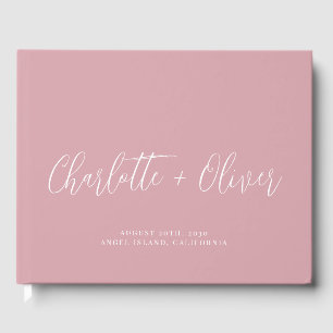 Minimalist Personalised Script Pink Wedding Guest Book
