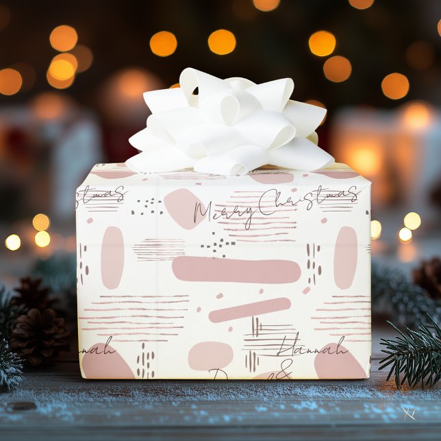 Minimalist Personalised Soft Pink, Names & Message Wrapping Paper (Creator Uploaded)