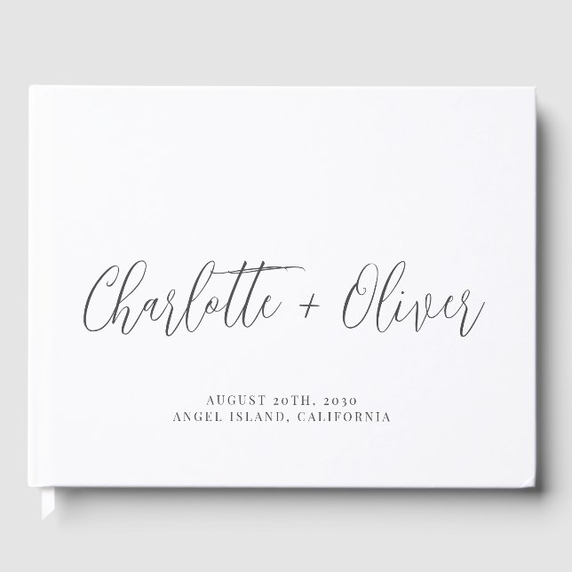 Minimalist Personalised Typography Wedding Guest Book (Front)