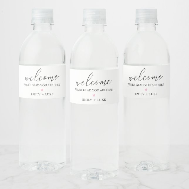 Minimalist Personalised Wedding Welcome  Water Bottle Label (Bottles)