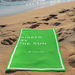 Minimalist Personalized Kissed by the Sun Beach Towel