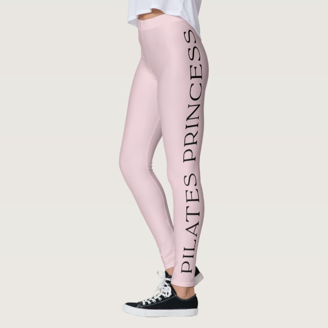 Minimalist Personalized Pink Pilates Princess Leggings (Left)