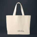 Minimalist Personalized Typewriter-Style Name Large Tote Bag<br><div class="desc">Minimalist personalized name jumbo canvas tote bag design with clean lowercase typewriter typography creates a modern and understated accessory perfect for everyday style and minimalist aesthetics. This elegant tote bag design features a single lowercase name displayed in a subtle typewriter-style font, giving the layout a contemporary editorial look that feels...</div>
