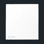 Minimalist Personalized Typewriter-Style Name Notepad<br><div class="desc">Minimalist personalized name notepad design with clean lowercase typewriter typography creates a sleek and modern stationery style perfect for those who appreciate understated personalization and elegant simplicity. This refined notepad design features a single lowercase name displayed in a subtle typewriter-style font placed discreetly in the corner of the page, creating...</div>