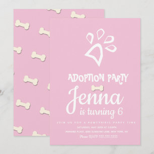 Minimalist Pet Dog Paw Birthday Party  Invitation