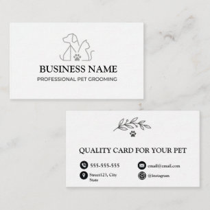 Minimalist Pet Groomer Elegant Logo Monoline Business Card