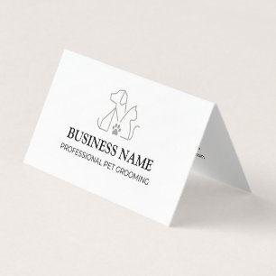 Minimalist Pet Groomer Elegant Logo Monoline  Business Card