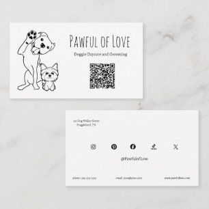 Minimalist Pet Services QR Code and Social Media Business Card