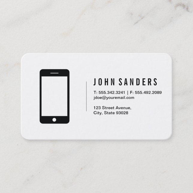 Minimalist Phone Icon Business Card (Front)