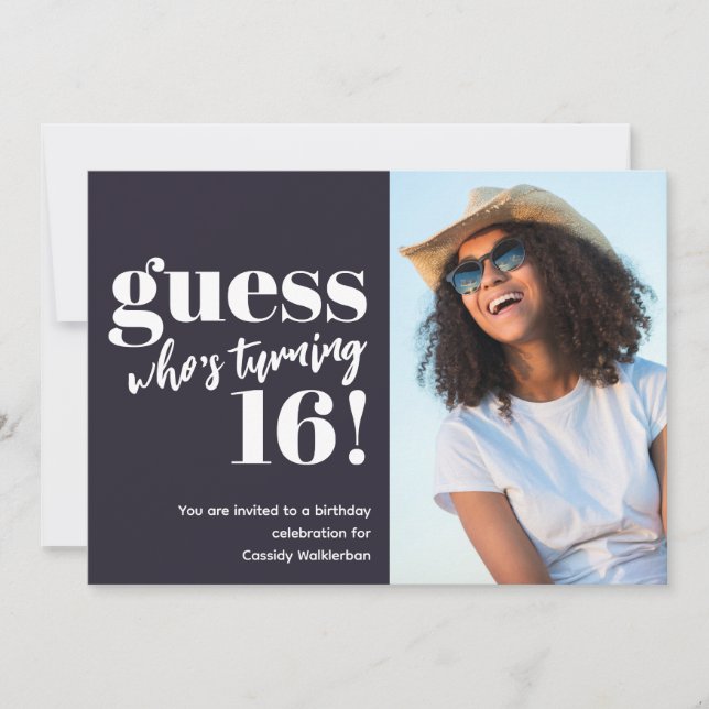 Minimalist Photo 16th Birthday Invitation (Front)