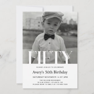 Minimalist Photo 50th Birthday Invitation For Men