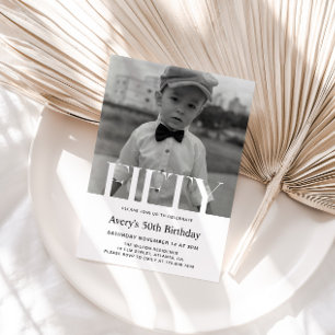 Minimalist Photo 50th Birthday Invitation For Men