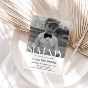 Minimalist Photo 70th Birthday Invitation For Men