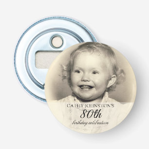 Minimalist Photo 80th Birthday Bottle Opener