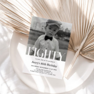 Minimalist Photo 80th Birthday Invitation For Men