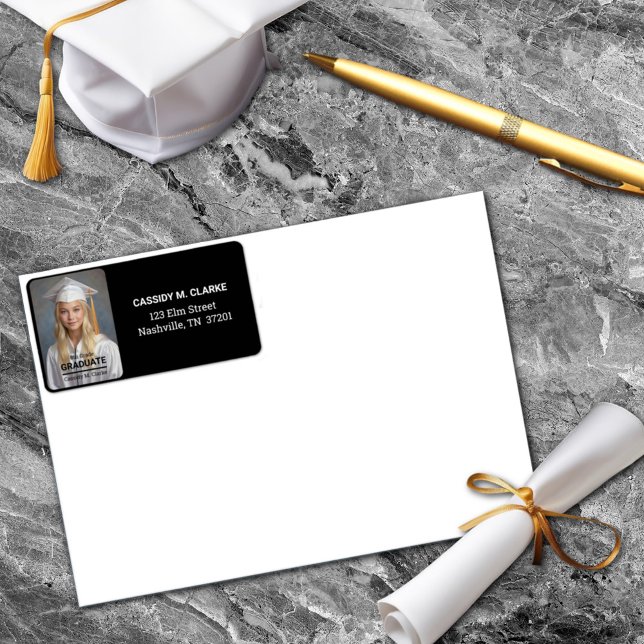Minimalist Photo 8th Grade Graduation Address Label (Creator Uploaded)