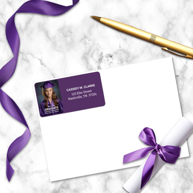Minimalist Photo 8th Grade Graduation Address Label (Creator Uploaded)