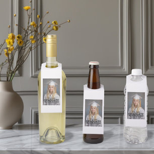 Minimalist Photo 8th Grade Graduation Announcement Bottle Tag
