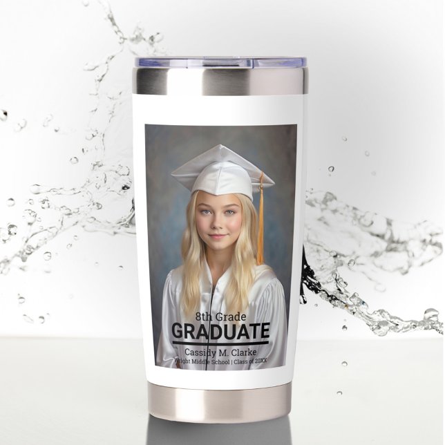 Minimalist Photo 8th Grade Graduation Insulated Tumbler (Creator Uploaded)
