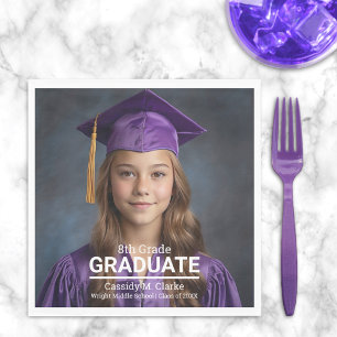 Minimalist Photo 8th Grade Graduation Napkin