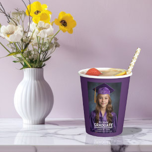 Minimalist Photo 8th Grade Graduation Paper Cups