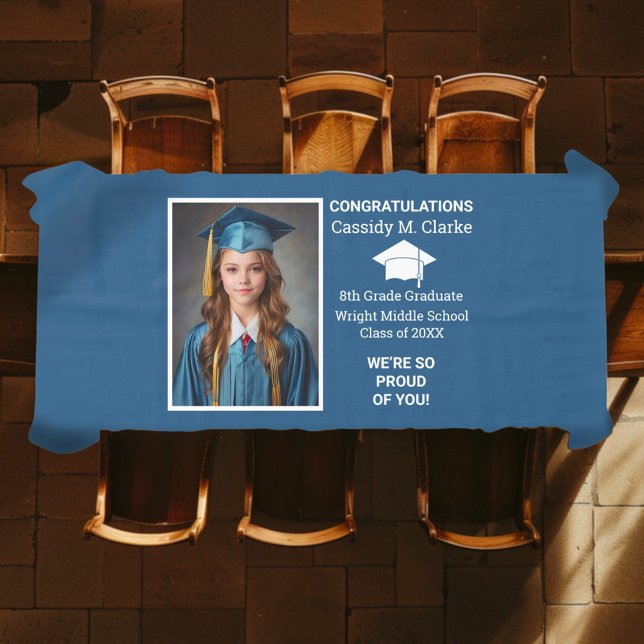 Minimalist Photo 8th Grade Graduation Tablecloth (Creator Uploaded)
