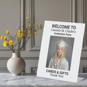 Minimalist Photo 8th Grade Graduation Tabletop Pedestal Sign