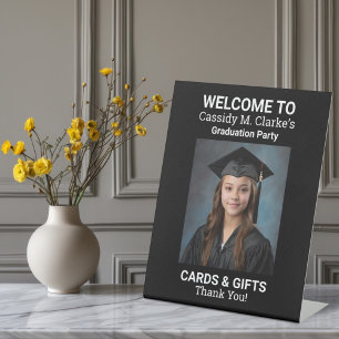 Minimalist Photo 8th Grade Graduation Tabletop Pedestal Sign