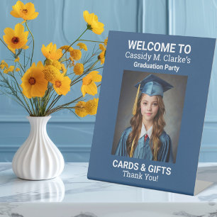 Minimalist Photo 8th Grade Graduation Tabletop Pedestal Sign