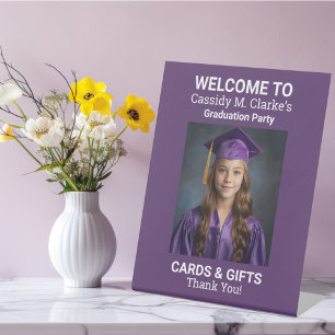 Minimalist Photo 8th Grade Graduation Tabletop Pedestal Sign
