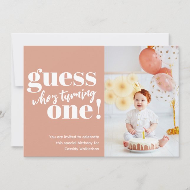 Minimalist Photo Baby 1st Birthday Invitation (Front)