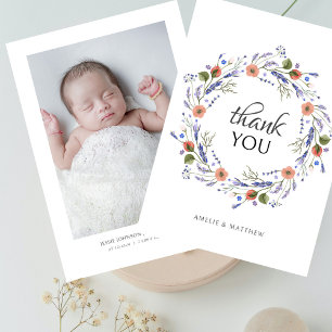 Minimalist Photo Baby Shower Wildflower Thank You