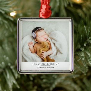 Minimalist Photo Baptism Christening  Metal Tree Decoration