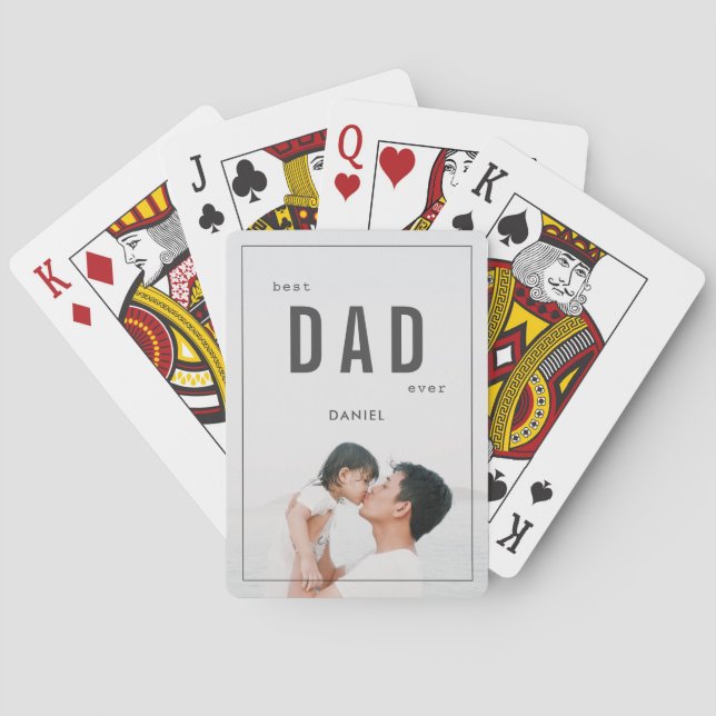 Minimalist Photo Best Dad Ever Father's Day Playing Cards (Back)