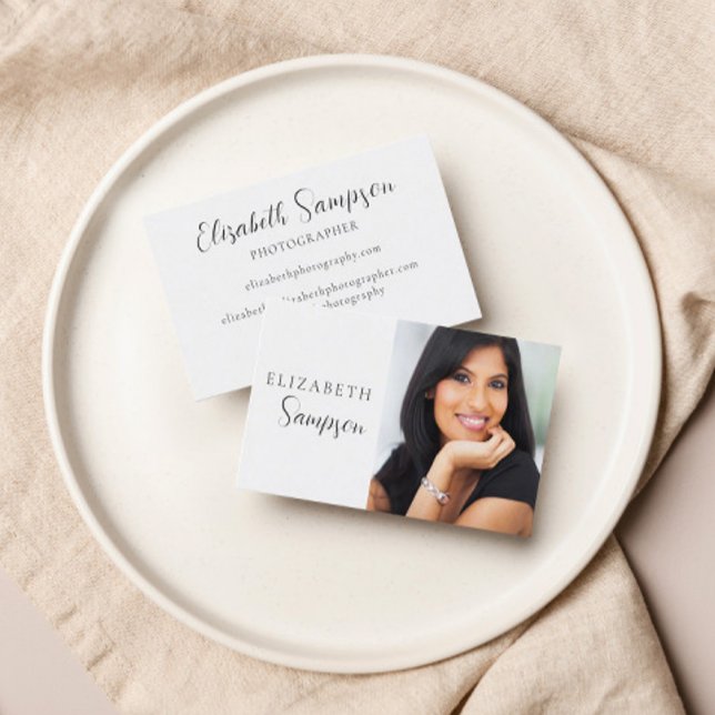 Minimalist Photo Black and White Business Card (Creator Uploaded)