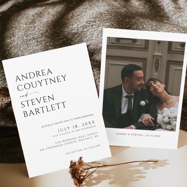 Minimalist Photo Black and White Wedding Invitation (Creator Uploaded)