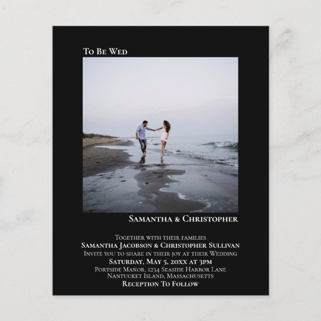 Minimalist Photo Black BUDGET Wedding Invitation (Front)