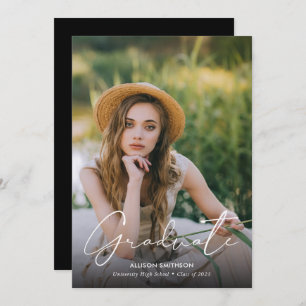 Minimalist Photo Black White Graduation Announcement