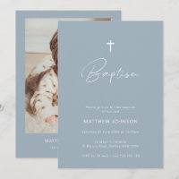 Minimalist photo blue baptism christening