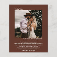 Minimalist Photo Brown BUDGET Wedding Invite