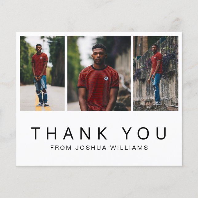 Minimalist Photo Budget Graduation Thank You Card (Front)