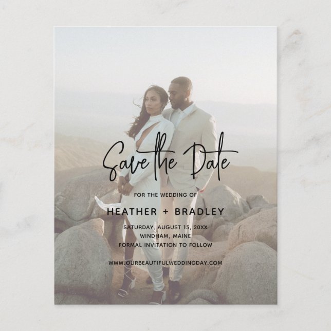 Minimalist Photo Budget Wedding Save the Date (Front)
