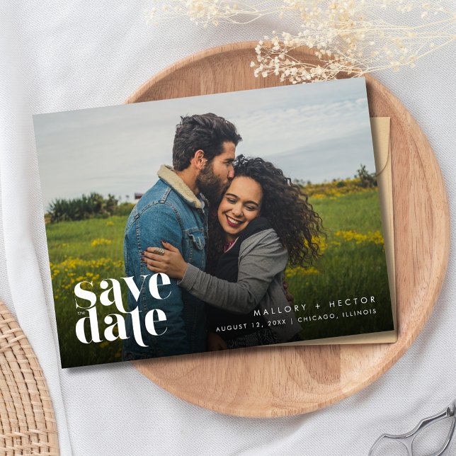 Minimalist Photo Budget Wedding Save the Date Announcement Postcard (Minimalist Photo Budget Wedding Save the Date  Postcard)