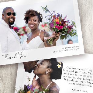 Minimalist Photo Calligraphy Wedding  Thank You Card